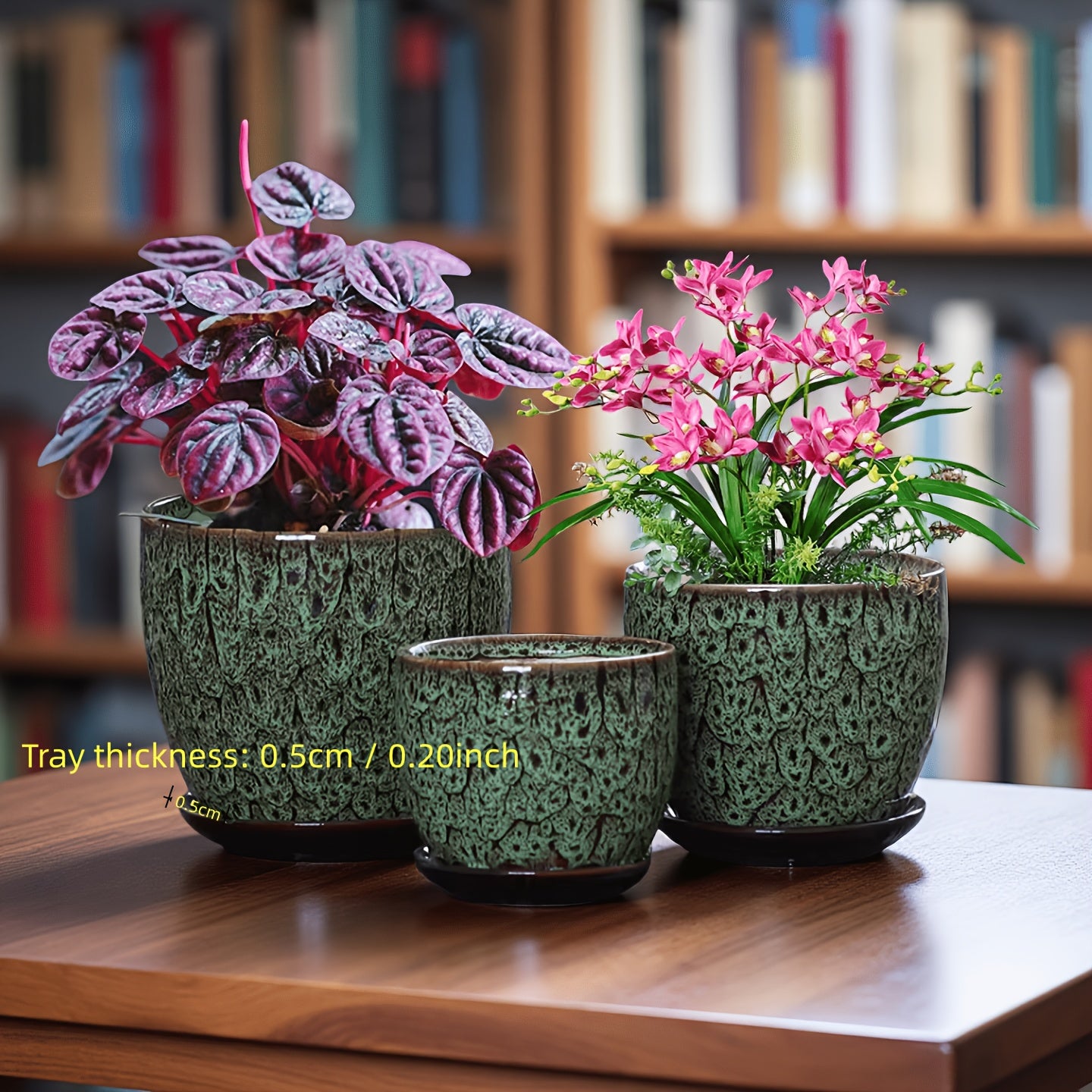 Artistic Flower Pot Set Multi-color Retro Ceramics With Tray Indoor Green Plants And Flower Planting Decoration Boutique Creative Texture Flower Pot Combination Retro Style Ceramic Three-piece Set