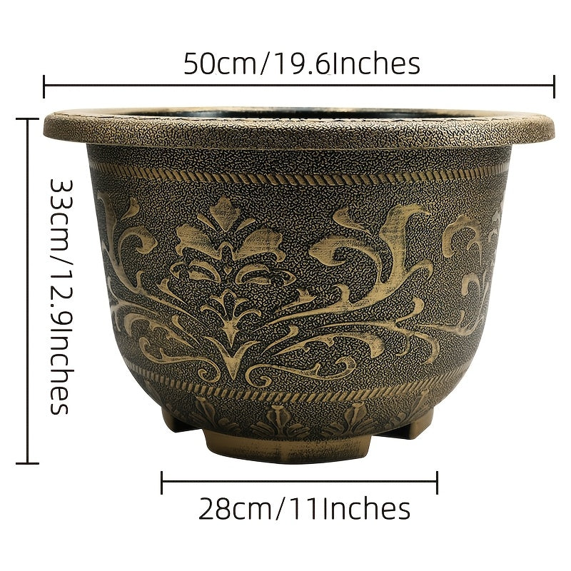 2pcs 20 Inches Resin European Flower Pots - Pots with Thick Paint, Durable Construction, Drainage Holes, and Classic Design-for Indoor & Outdoor Garden Home Plants Gardening Gift,home Decor