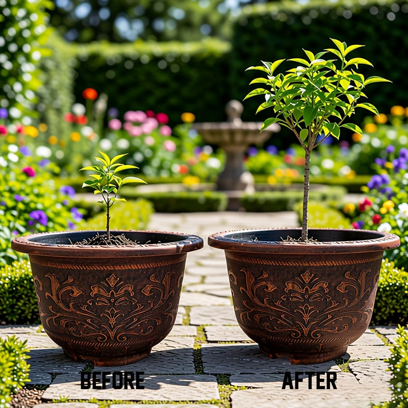 2pcs 20 Inches Resin European Flower Pots - Pots with Thick Paint, Durable Construction, Drainage Holes, and Classic Design-for Indoor & Outdoor Garden Home Plants Gardening Gift,home Decor
