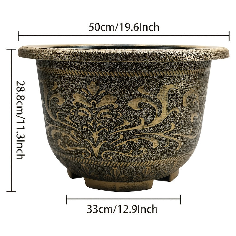 2pcs 20 Inches Resin European Flower Pots - Pots with Thick Paint, Durable Construction, Drainage Holes, and Classic Design-for Indoor & Outdoor Garden Home Plants Gardening Gift,home Decor