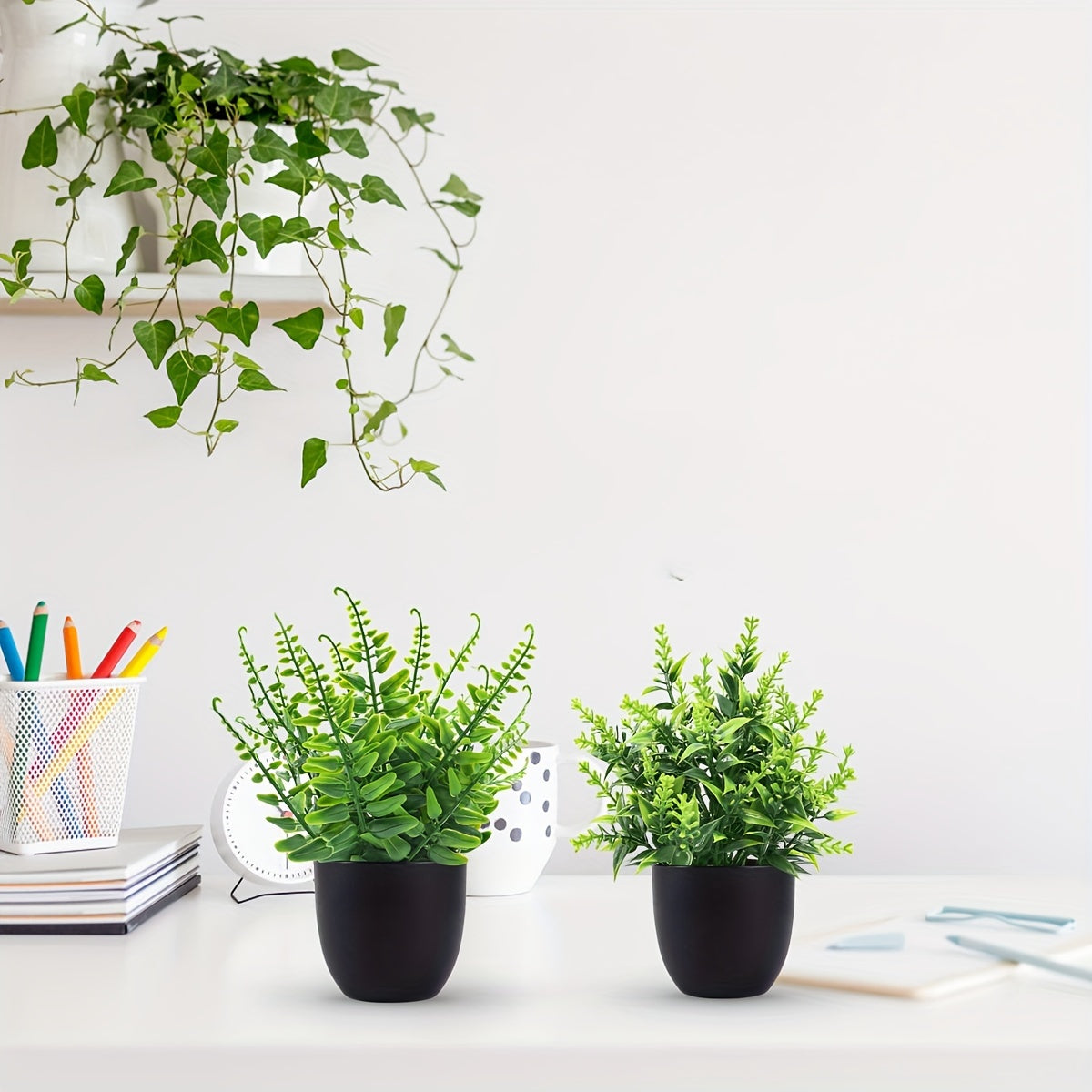 12pcs, Artificial Mini Potted Plants, Artificial Eucalyptus Plant, Home & Farmhouse Decor, for Office, Desk, Shelf, Bathroom, Spring and Summer Home Decor, Bedroom Decor, Gift for Friends, Housewarming Gift, Back-to-School Desk Decorations