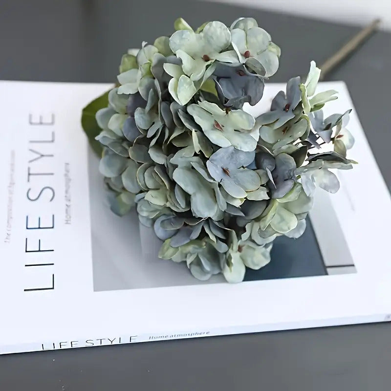 6 Bunches Of Hydrangea Artificial Flowers, Fall Home Decor, Realistic Wedding Bouquet, Suitable For Home Garden Party Office Decoration Fake Flowers, Outdoor Fabric Flowers, Christmas Thanksgiving Decoration