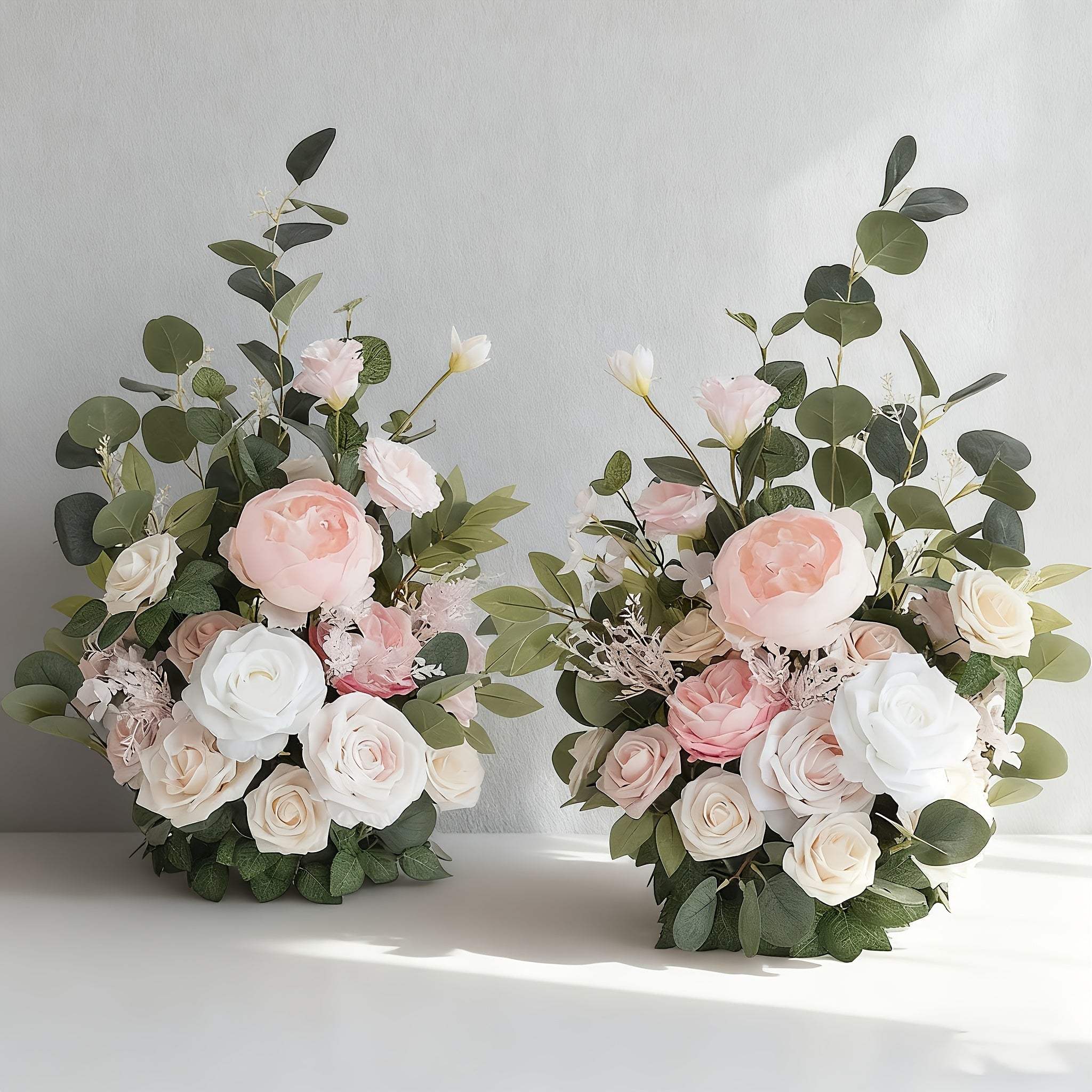 2pcs High-Imitation Artificial Flowers | Marsala & Blush Tone Floral Arrangements, Perfect for Autumn Wedding Aisle Chairs\u002FCeremonies\u002FBanquets\u002FOutdoor Parties, Valentine'S Day\u002FAnniversary Home Decor, Plastic Material