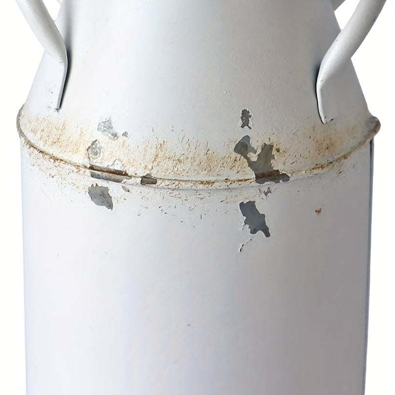 vintage Galvanized Milk Can Planter\u002FVase - Rustic Vintage Farmhouse Flower Pot with Cylindrical Shape, vintage for \u002FOffice\u002FCabin\u002F Decor - Fiber (7.6 Inch) Primitive Country Plant Holder)