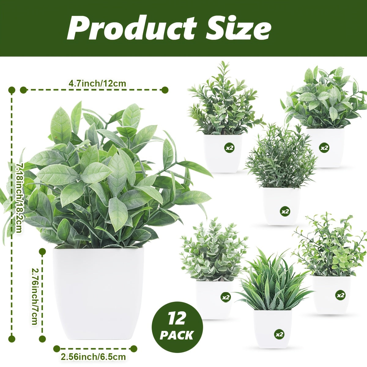 12pcs, Artificial Mini Potted Plants, Artificial Eucalyptus Plant, Home & Farmhouse Decor, for Office, Desk, Shelf, Bathroom, Spring and Summer Home Decor, Bedroom Decor, Gift for Friends, Housewarming Gift, Back-to-School Desk Decorations