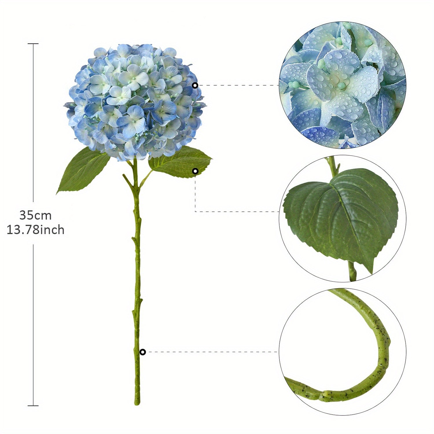 10pcs Lifelike Artificial Blue & White Hydrangea Bouquet - Realistic Polyester Flowers with Stems, No Maintenance Floral Arrangement for Weddings, Engagements, Spring Home & Office Table Decor, Outdoor\u002FIndoor Use, Artificial Flowers for Outdoors