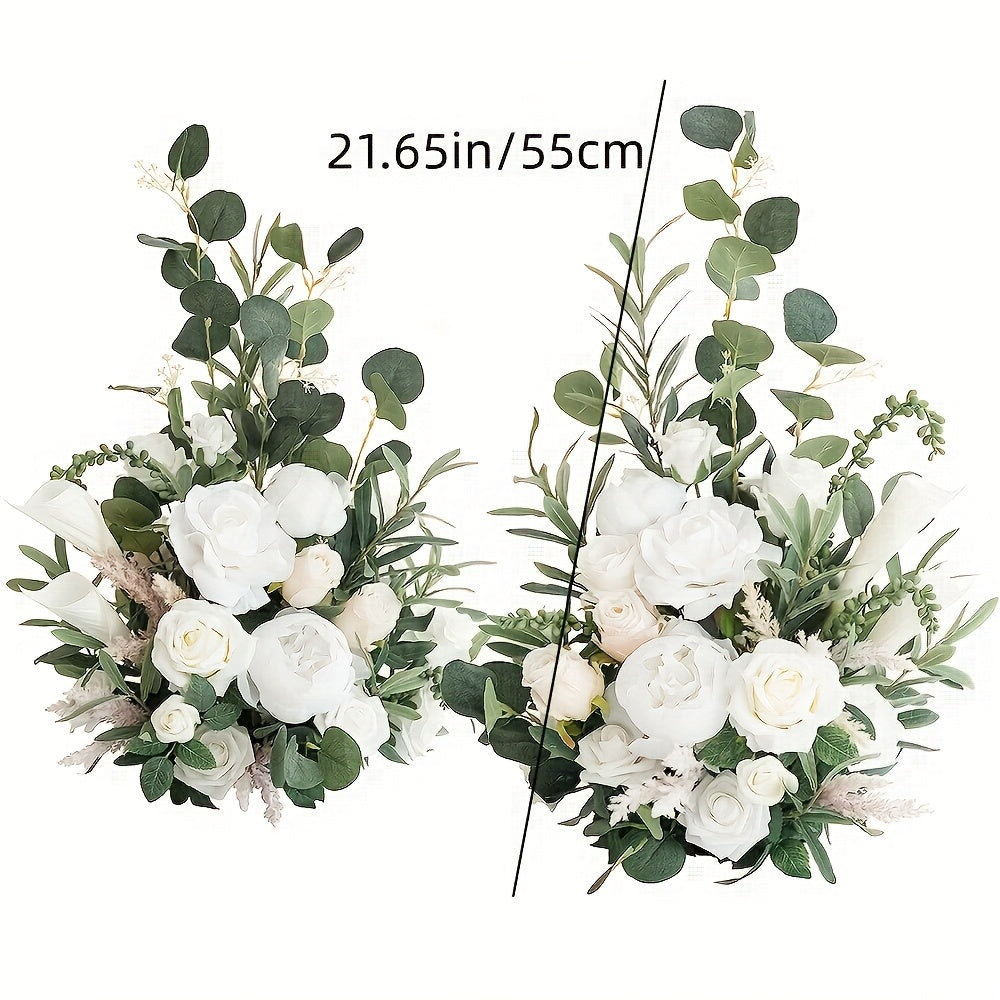 2pcs High-Imitation Artificial Flowers | Marsala & Blush Tone Floral Arrangements, Perfect for Autumn Wedding Aisle Chairs\u002FCeremonies\u002FBanquets\u002FOutdoor Parties, Valentine'S Day\u002FAnniversary Home Decor, Plastic Material