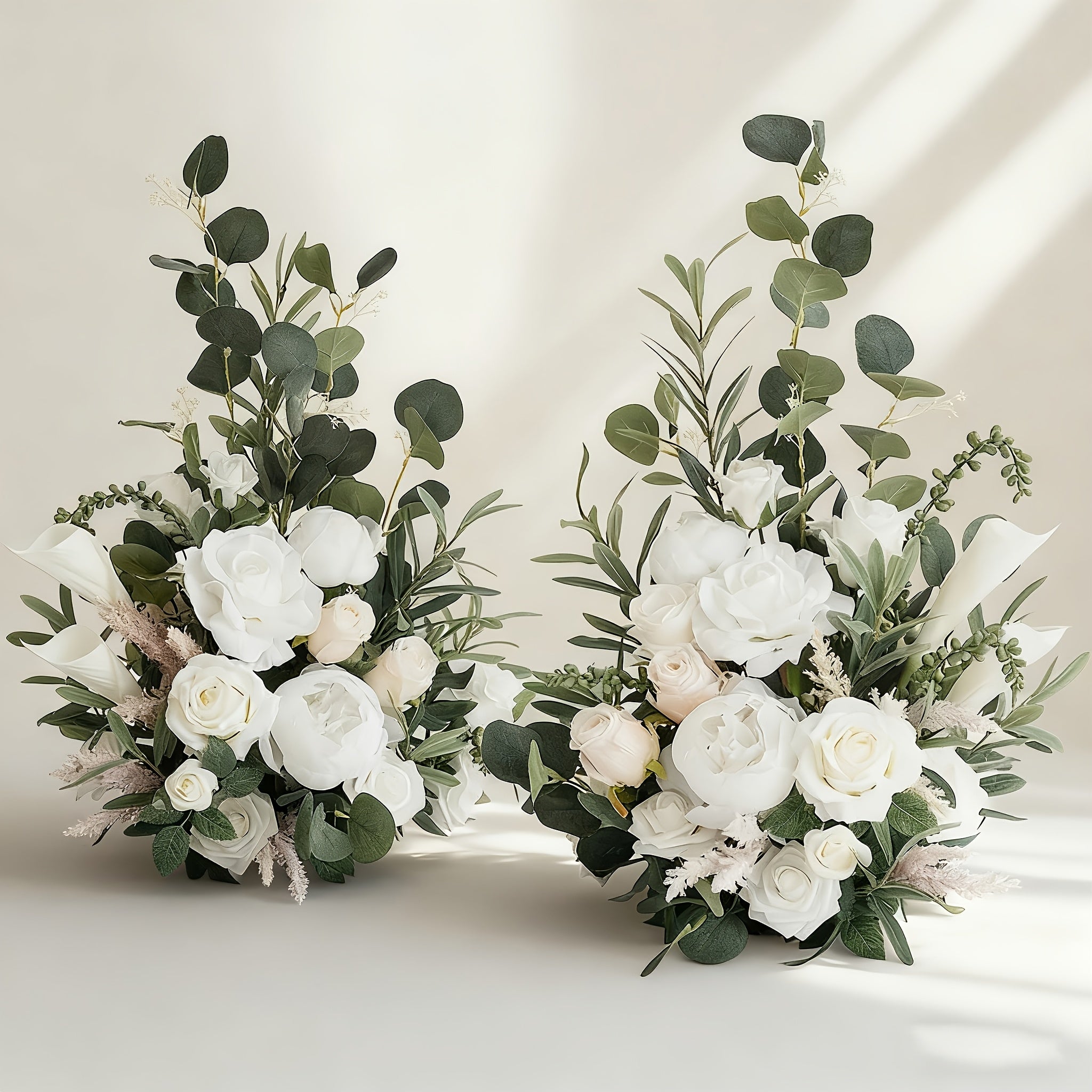 2pcs High-Imitation Artificial Flowers | Marsala & Blush Tone Floral Arrangements, Perfect for Autumn Wedding Aisle Chairs\u002FCeremonies\u002FBanquets\u002FOutdoor Parties, Valentine'S Day\u002FAnniversary Home Decor, Plastic Material