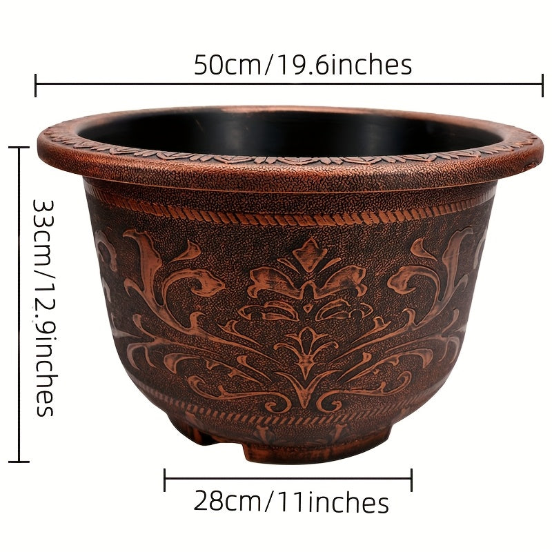 2pcs 20 Inches Resin European Flower Pots - Pots with Thick Paint, Durable Construction, Drainage Holes, and Classic Design