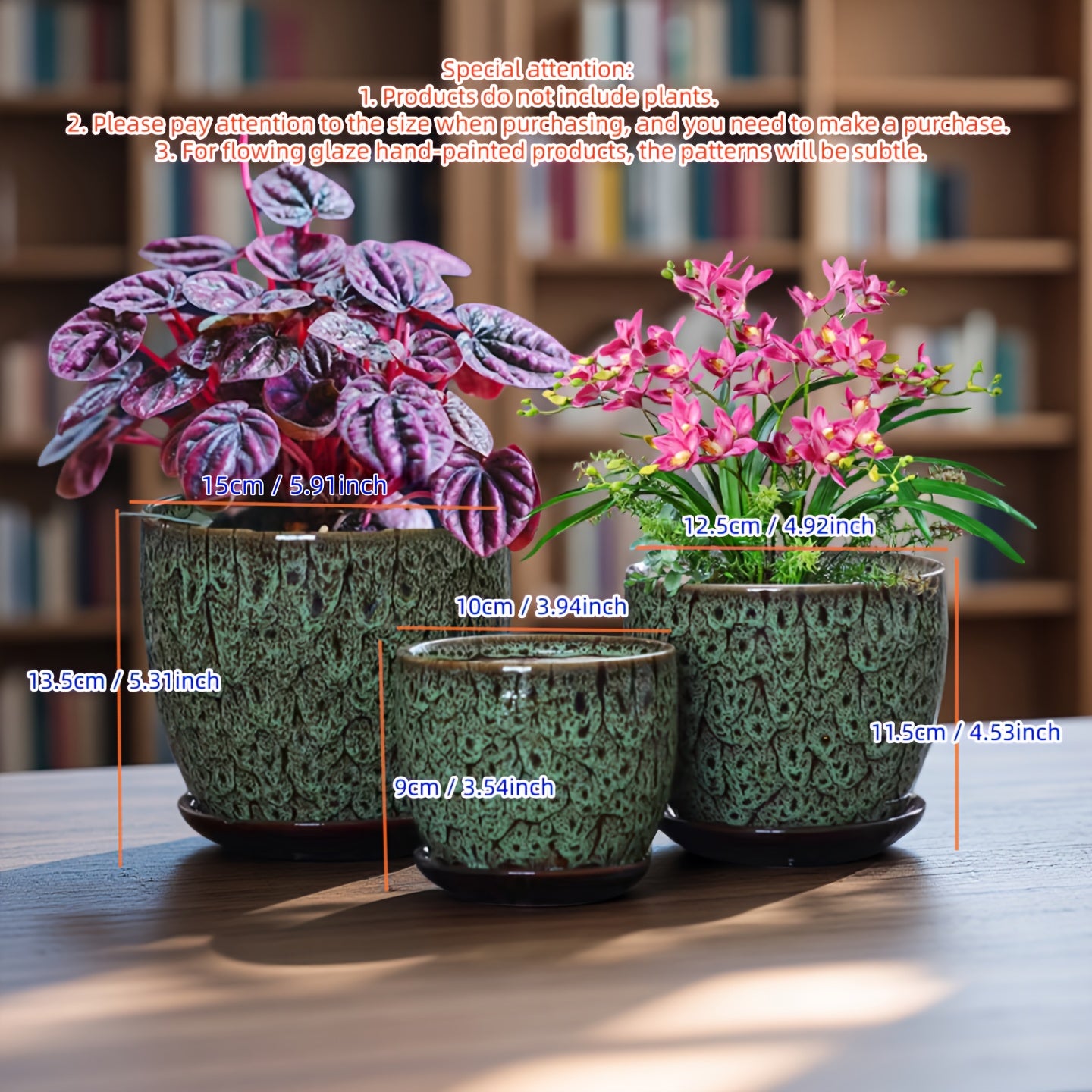 Artistic Flower Pot Set Multi-color Retro Ceramics With Tray Indoor Green Plants And Flower Planting Decoration Boutique Creative Texture Flower Pot Combination Retro Style Ceramic Three-piece Set