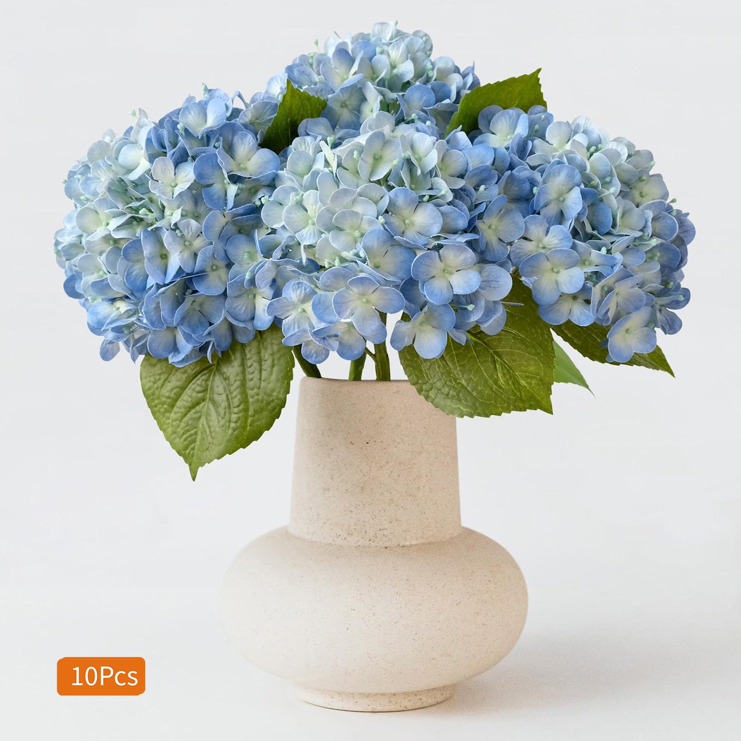 10pcs Lifelike Artificial Blue & White Hydrangea Bouquet - Realistic Polyester Flowers with Stems, No Maintenance Floral Arrangement for Weddings, Engagements, Spring Home & Office Table Decor, Outdoor\u002FIndoor Use, Artificial Flowers for Outdoors