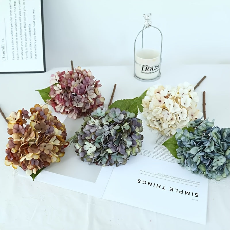 6 Bunches Of Hydrangea Artificial Flowers, Fall Home Decor, Realistic Wedding Bouquet, Suitable For Home Garden Party Office Decoration Fake Flowers, Outdoor Fabric Flowers, Christmas Thanksgiving Decoration