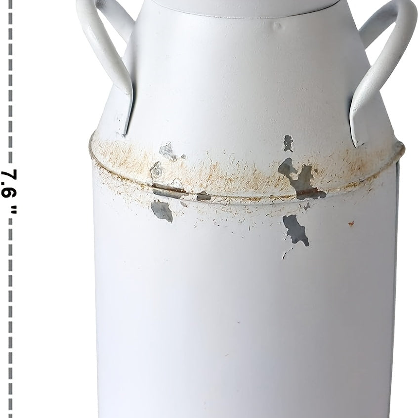 vintage Galvanized Milk Can Planter\u002FVase - Rustic Vintage Farmhouse Flower Pot with Cylindrical Shape, vintage for \u002FOffice\u002FCabin\u002F Decor - Fiber (7.6 Inch) Primitive Country Plant Holder)
