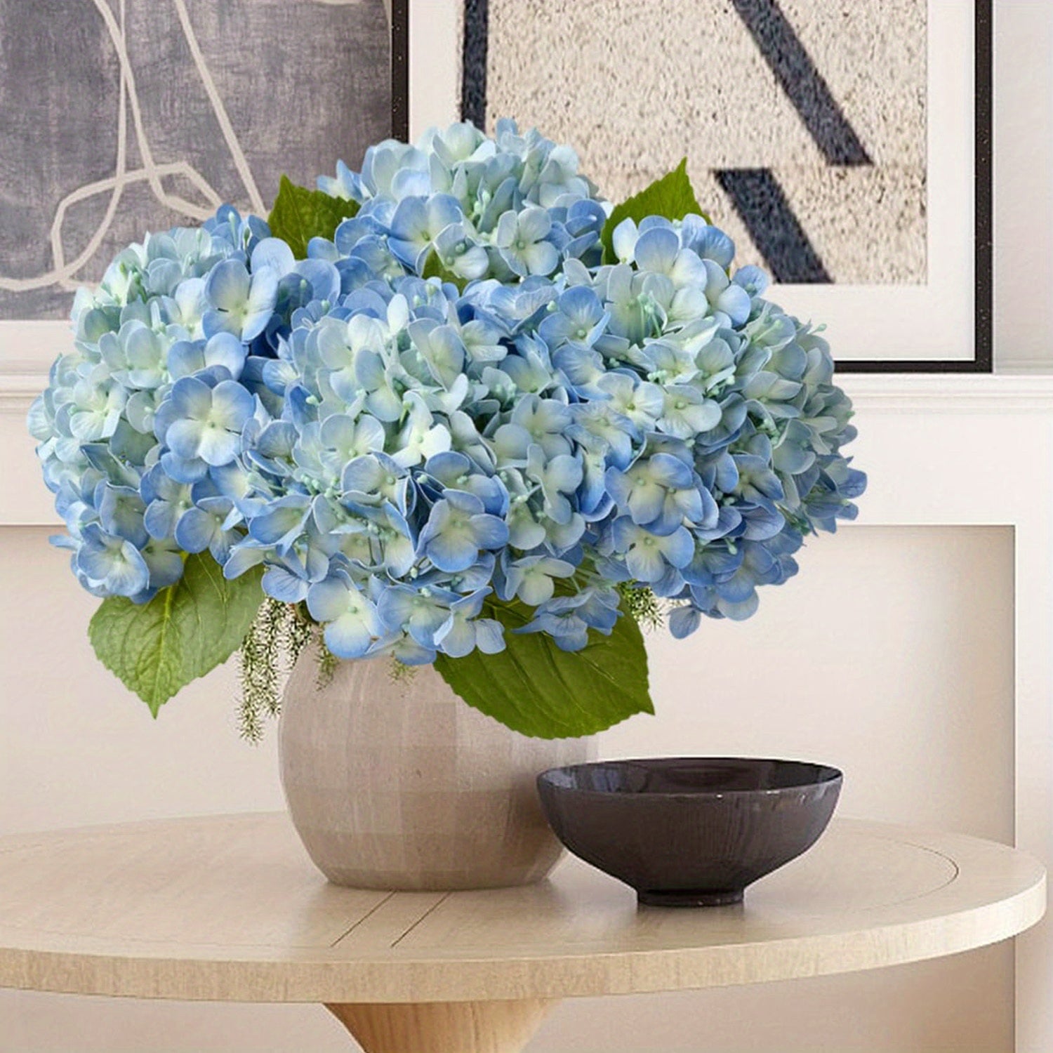 10pcs Lifelike Artificial Blue & White Hydrangea Bouquet - Realistic Polyester Flowers with Stems, No Maintenance Floral Arrangement for Weddings, Engagements, Spring Home & Office Table Decor, Outdoor\u002FIndoor Use, Artificial Flowers for Outdoors