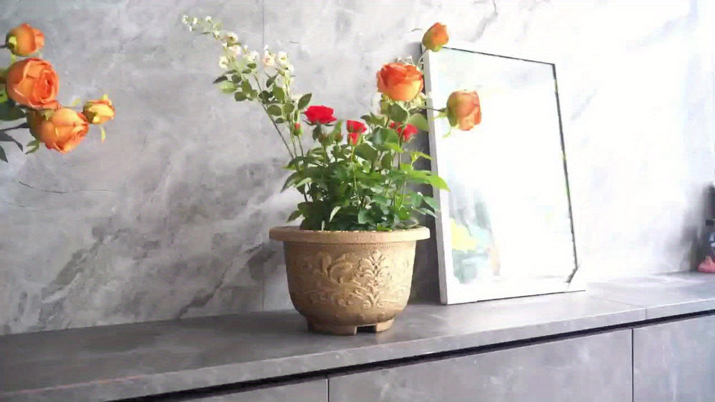 2pcs 20 Inches Resin European Flower Pots - Pots with Thick Paint, Durable Construction, Drainage Holes, and Classic Design-for Indoor & Outdoor Garden Home Plants Gardening Gift,home Decor