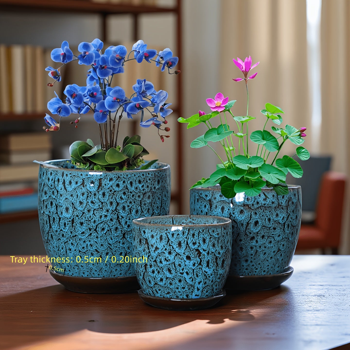 Artistic Flower Pot Set Multi-color Retro Ceramics With Tray Indoor Green Plants And Flower Planting Decoration Boutique Creative Texture Flower Pot Combination Retro Style Ceramic Three-piece Set
