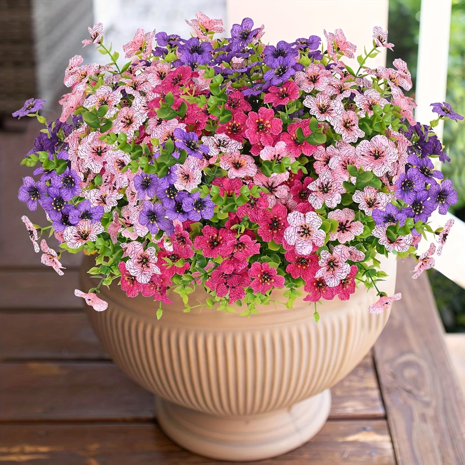 18\u002F36 Bundles Artificial Flowers For Outdoors, Artificial Plants & Flowers Outdoor, UV Resistant Faux Flowers Outdoor Fake Flowers For Outside Porch Window Box Decoration