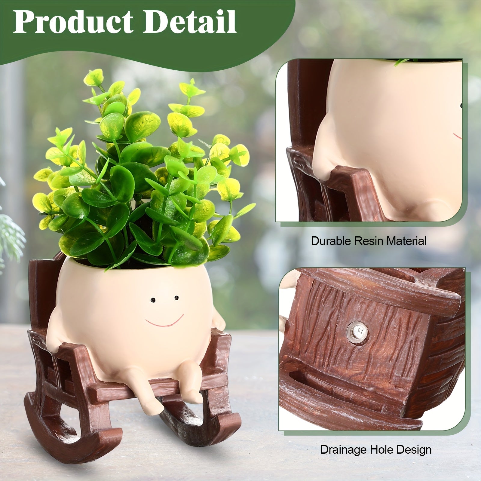 4 Pack Smile Face Ceramic Planter Pot | Small Hanging Swinging Planter Cute Holder for Indoor and Outdoor Plants, Funny Swing Gifts, Lightweight, Unfinished, Tabletop Mounting, Flowers Compatible - MEONUM
