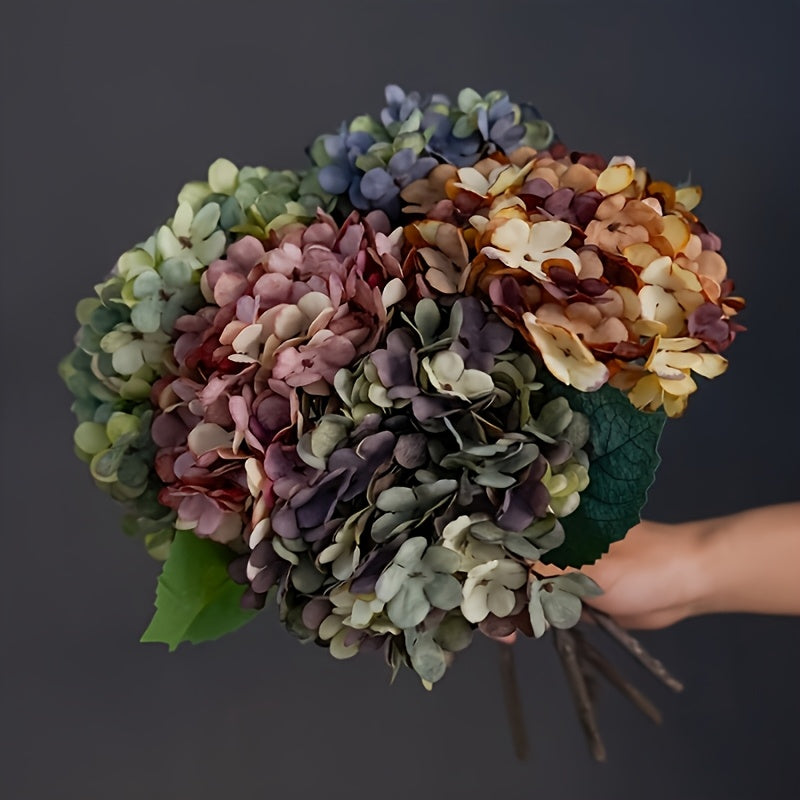 6 Bunches Of Hydrangea Artificial Flowers, Fall Home Decor, Realistic Wedding Bouquet, Suitable For Home Garden Party Office Decoration Fake Flowers, Outdoor Fabric Flowers, Christmas Thanksgiving Decoration