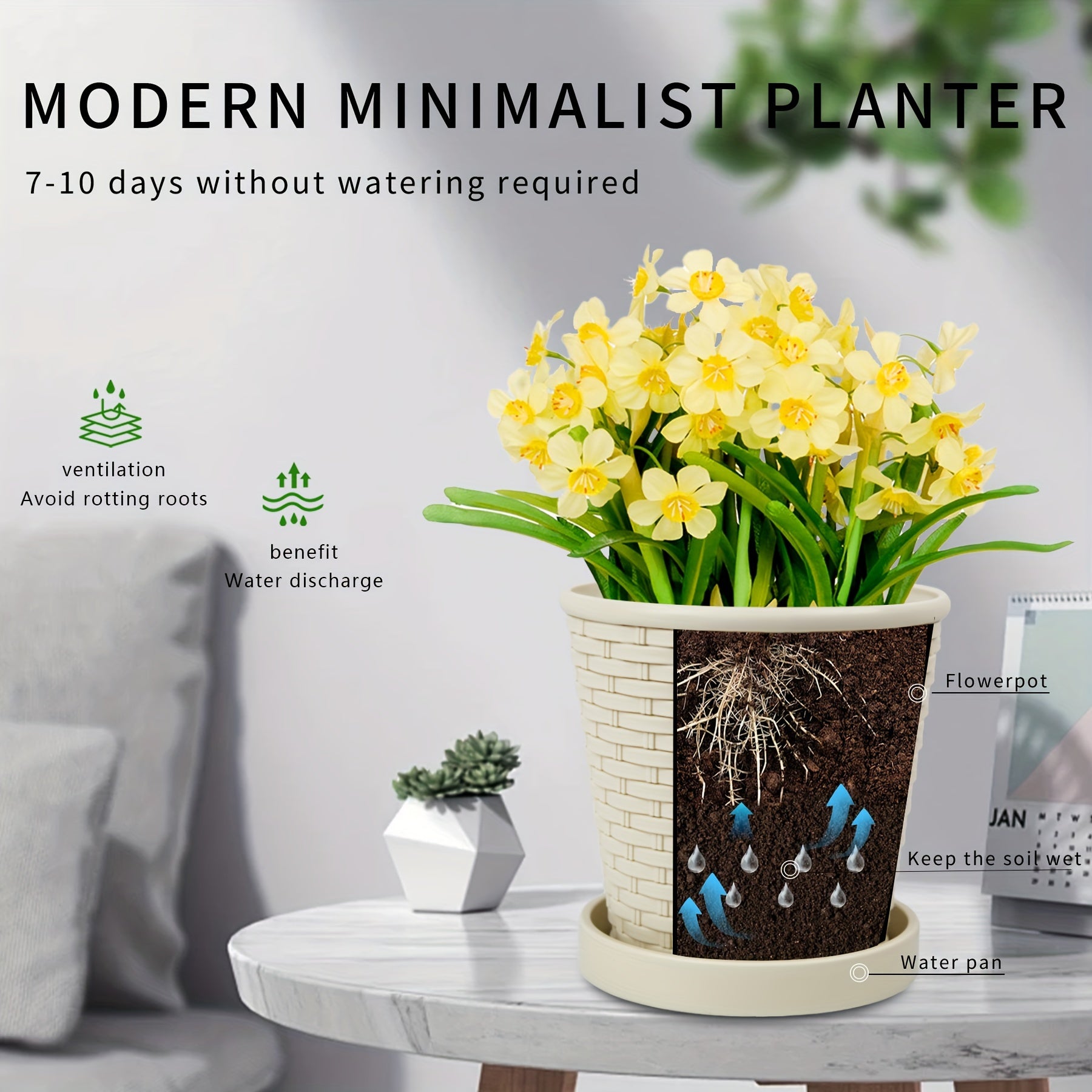 Imitation Bamboo Woven Plastic Plant Pots from 5\u002F10\u002F20. These High-Quality Flower Pots Are Perfect for Both Indoor And Outdoor Settings. Ideal for Succulents, Flowers, And Greenery. Made from Premium PP Resin Materials gardening gift home decor