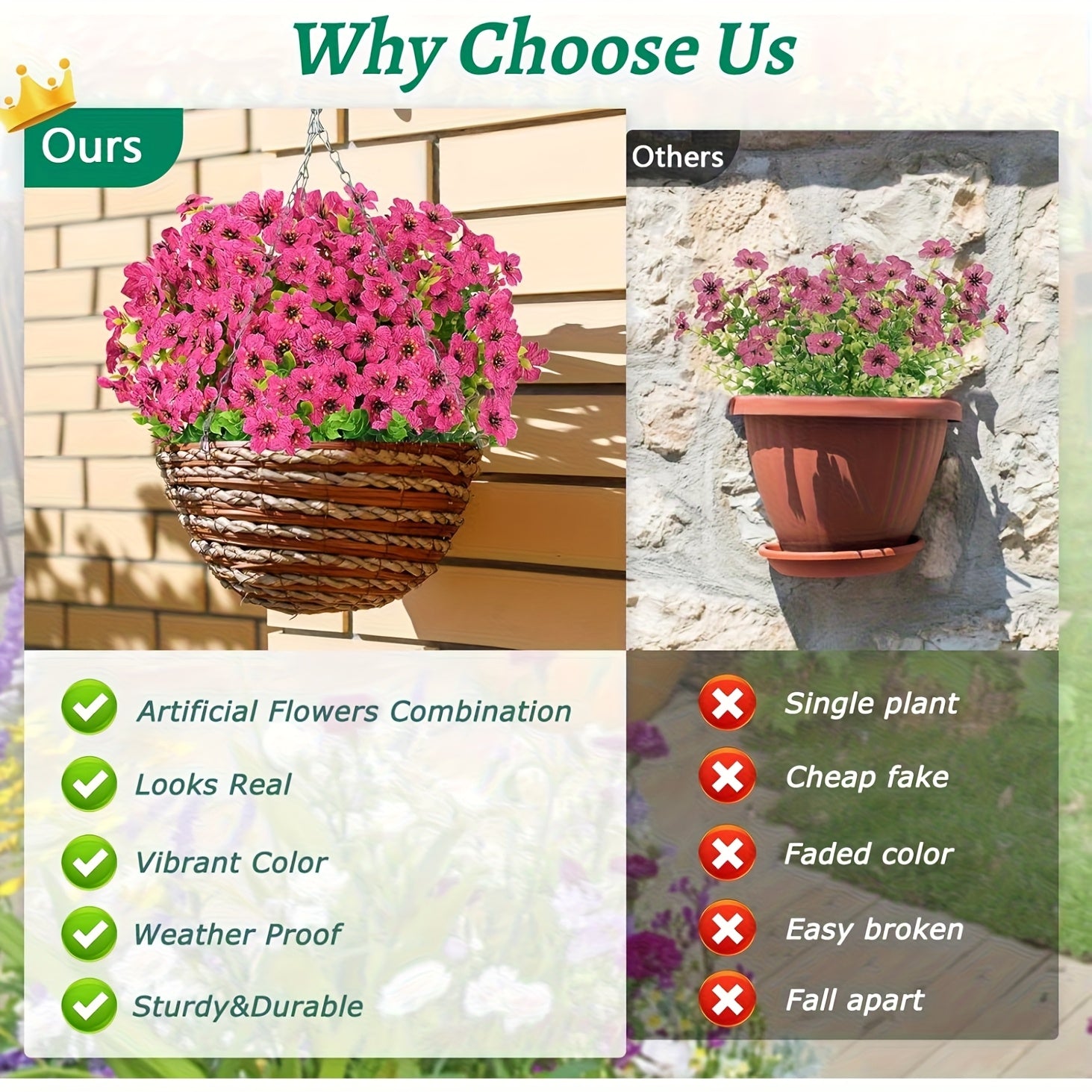 18\u002F36 Bundles Artificial Flowers For Outdoors, Artificial Plants & Flowers Outdoor, UV Resistant Faux Flowers Outdoor Fake Flowers For Outside Porch Window Box Decoration