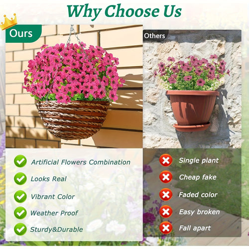 18\u002F36 Bundles Artificial Flowers For Outdoors, Artificial Plants & Flowers Outdoor, UV Resistant Faux Flowers Outdoor Fake Flowers For Outside Porch Window Box Decoration